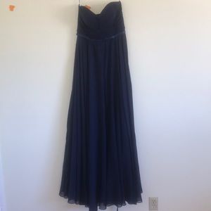 Blue Floor Length Bridesmaid Dress